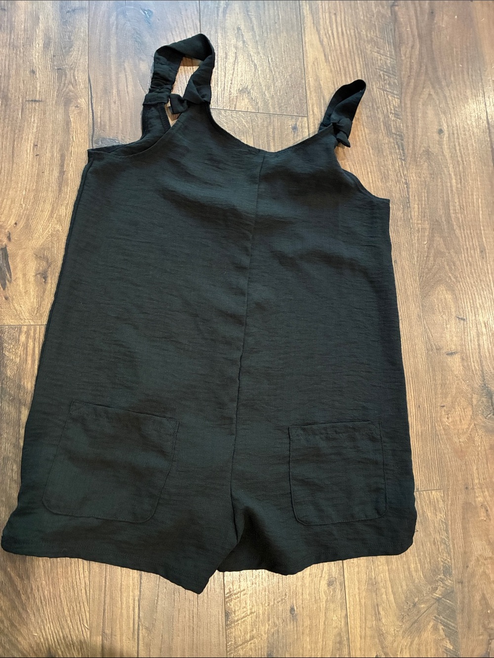 Girl’s Art Class Black Sleeveless Romper with Front Pockets